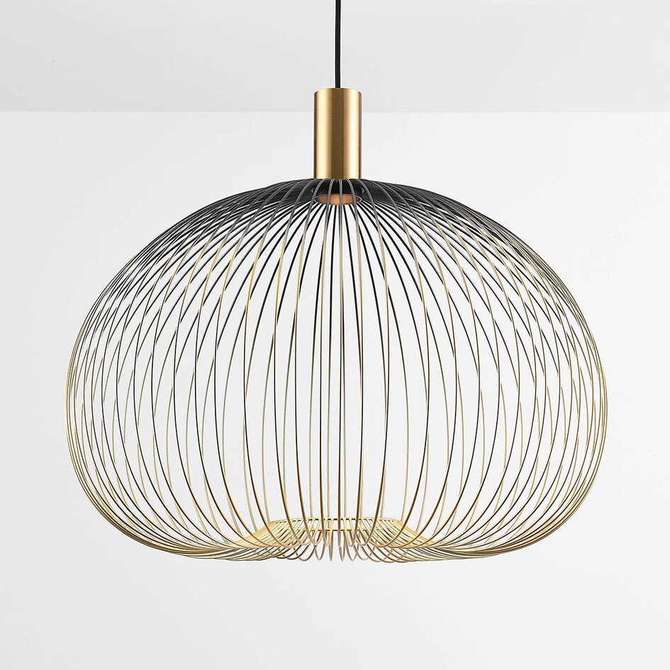 Moderne hanglamp Noblin zwart met goud metaal Ø60 cm