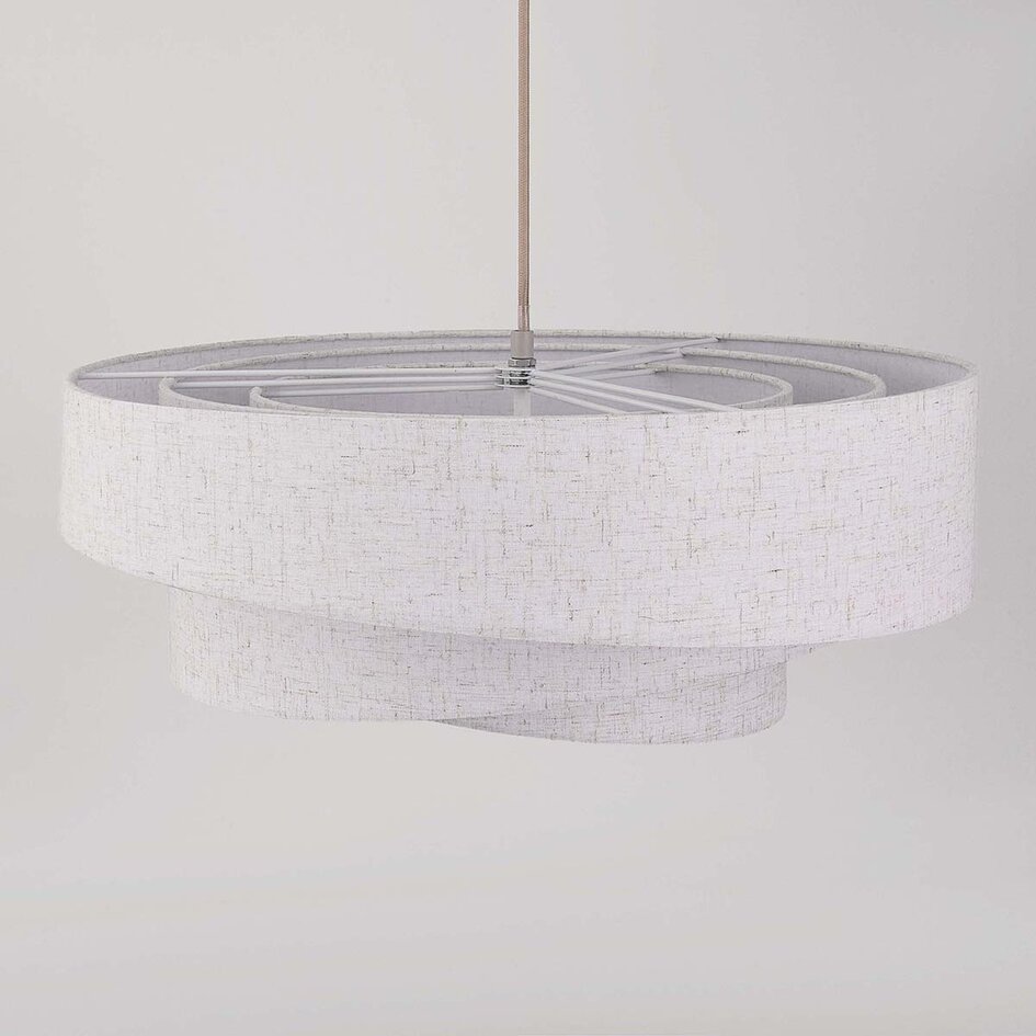 Design hanglamp Nerai beige met drie gelaagde linnen kappen