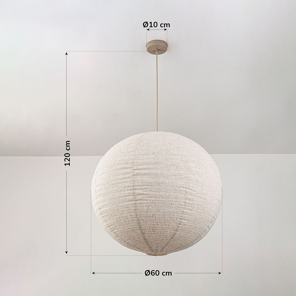 Hanglamp Amare beige met ronde linnen kap Ø60 cm