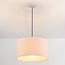 Hanglamp Aureo beige met linnen kap en travertin effect