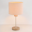 Tafellamp Aurea met linnen kap en travertin effect - beige