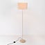Vloerlamp Auras met beige linnen kap en travertin effect