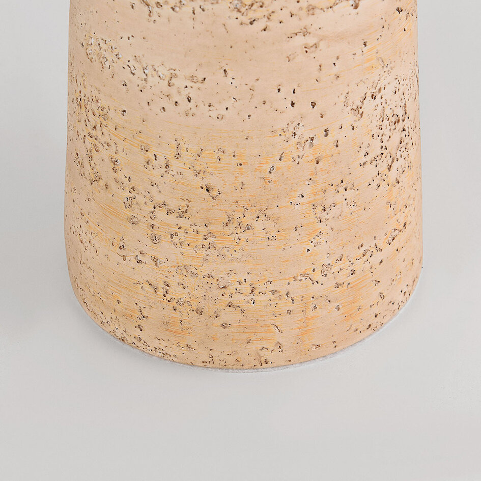 Tafellamp Verla met linnen kap en voet in travertin look