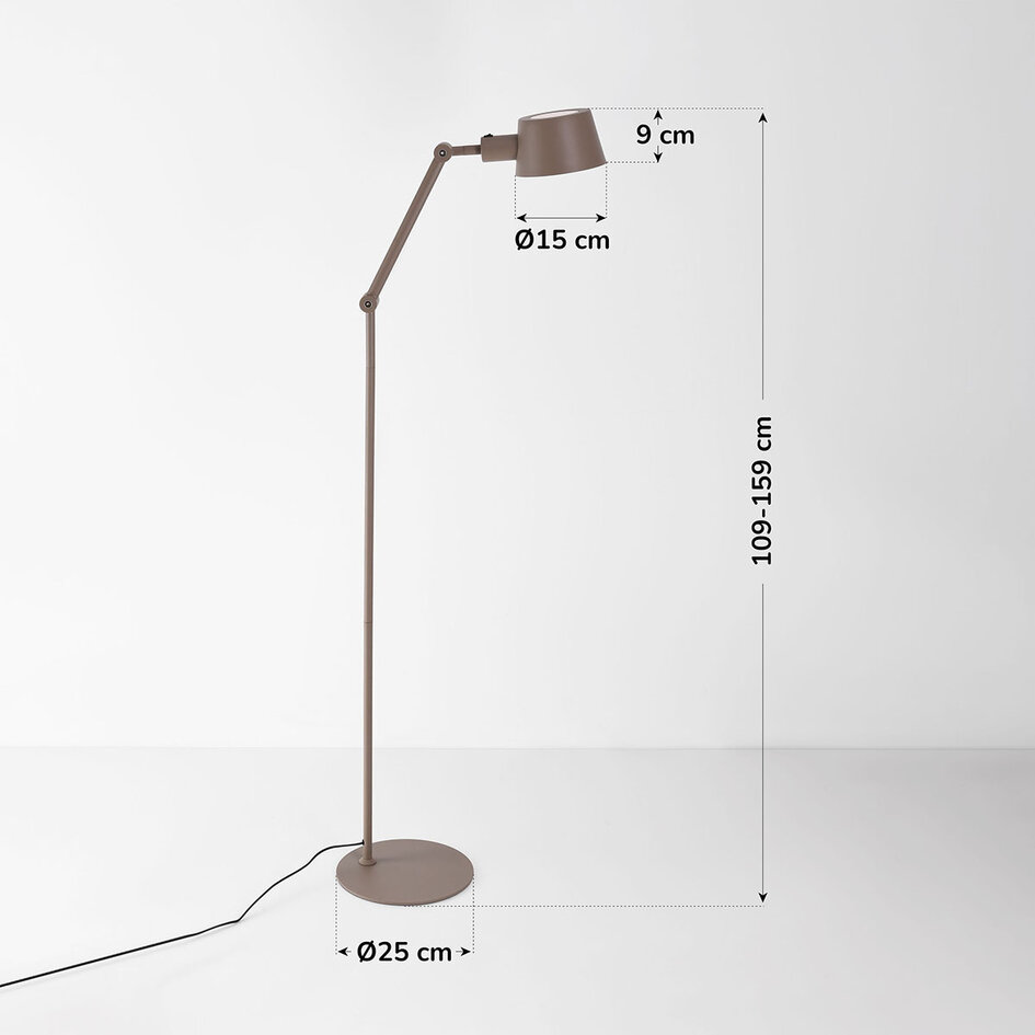 Verstelbare vloerlamp Mella met tweezijdig licht - taupe
