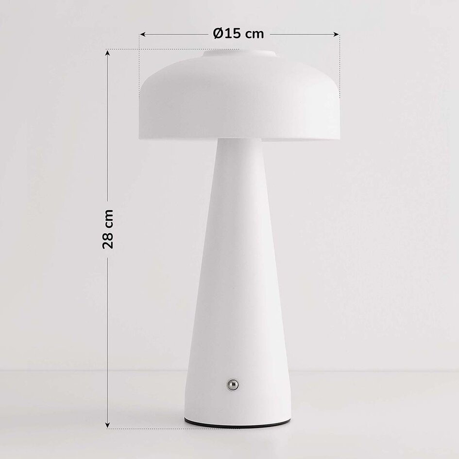 Oplaadbare mushroom lamp Soma in wit met touch dimmer en instelbare kleurtemperatuur