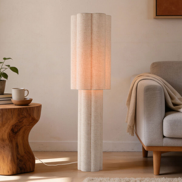 Japandi vloerlamp Hika linnen