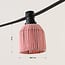Prikkabel set inclusief kappen in roze rotanlook, verkrijgbaar met verschillende LED lampen