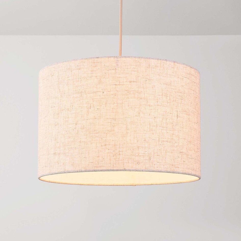 Moderne hanglamp Avano beige met linnen kap