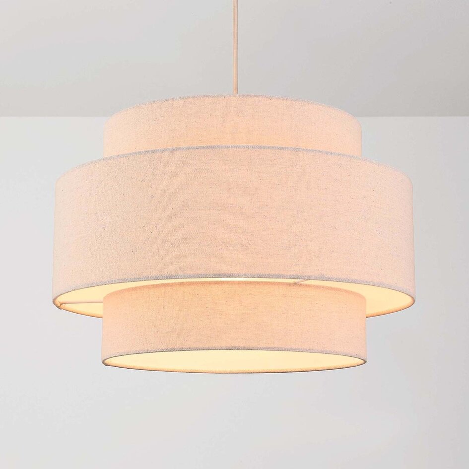 Hanglamp Corra beige met gelaagde linnen kap