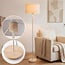 Vloerlamp Auras met linnen kap en travertin effect - beige