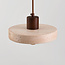 Japandi hanglamp Salvi 2-lichts van travertin (natuursteen) en hout