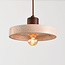 Japandi hanglamp Salvi 2-lichts van travertin (natuursteen) en hout