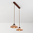 Japandi hanglamp Salvi 2-lichts van travertin (natuursteen) en hout