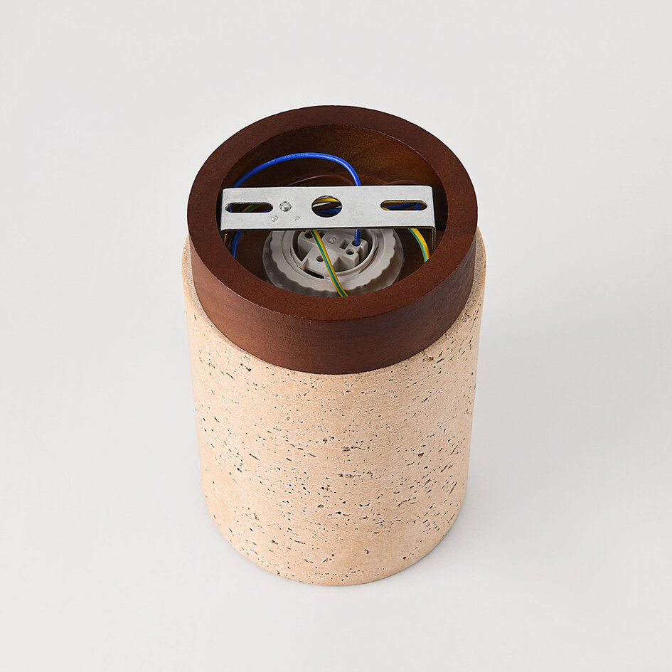 Plafondlamp Amara travertin (natuursteen) en hout