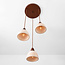 3-lichts japandi hanglamp Marena van travertin (natuursteen) en hout
