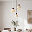 3-lichts japandi hanglamp Marena van travertin (natuursteen) en hout