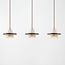 3-lichts Japandi hanglamp Caelio van travertin (natuursteen) met houten details