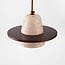 3-lichts Japandi hanglamp Caelio - travertin (natuursteen) en hout