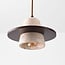 3-lichts Japandi hanglamp Caelio - travertin (natuursteen) en hout