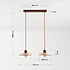 Japandi hanglamp Salvi 2-lichts van travertin (natuursteen) en hout