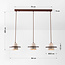 3-lichts Japandi hanglamp Caelio van travertin (natuursteen) met houten details