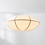 Hanglamp Ovala Ø60 cm - beige linnen kap met bruine accenten