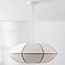 Hanglamp Ovala Ø60 cm - beige linnen kap met bruine accenten