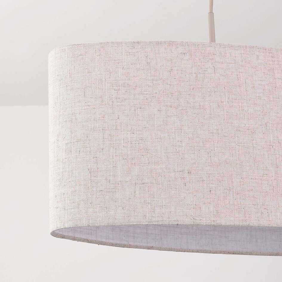 Minimalistische hanglamp Lureva beige met linnen kap, 2-lichts