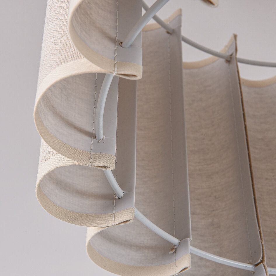 Plafondlamp Celie met geplooide linnen kap in beige