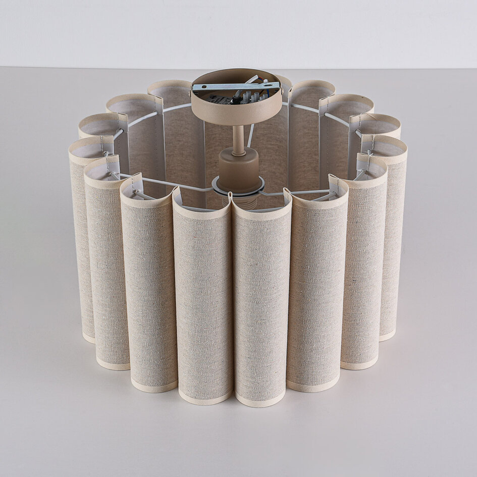 Plafondlamp Celie met geplooide linnen kap in beige