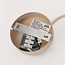 Hanglamp Isolde beige met geribbeld melkwit glas