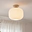 Plafondlamp Ilyana - geribbeld melkwit glas in beige
