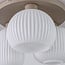 3-lichts plafondlamp Elowen beige met geribbeld melkwit glas