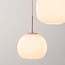 Hanglamp Serilda beige met 3 glazen kappen van geribbeld melkwit glas
