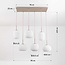 6-lichts hanglamp Odalyn - beige met geribbeld melkwit glas