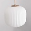 3-lichts hanglamp Meliora - beige met geribbeld melkwit glas