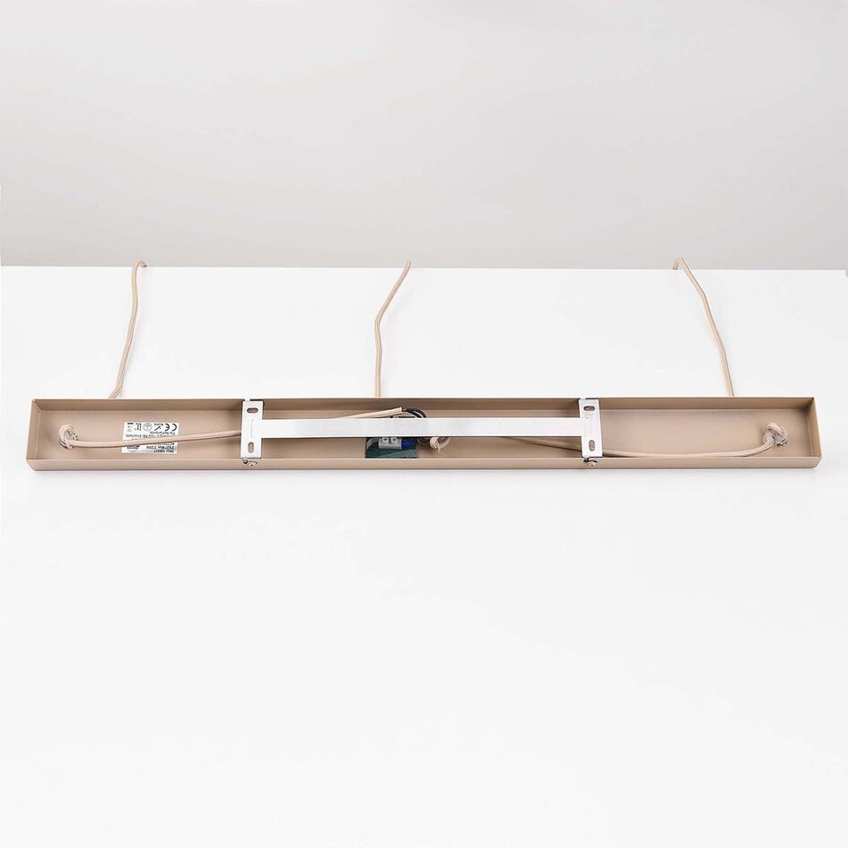 3-lichts hanglamp Meliora - beige met geribbeld melkwit glas
