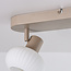 Beige plafondlamp Odelle met 2 verstelbare kappen van geribbeld glas