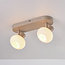 Beige plafondlamp Odelle met 2 verstelbare kappen van geribbeld glas