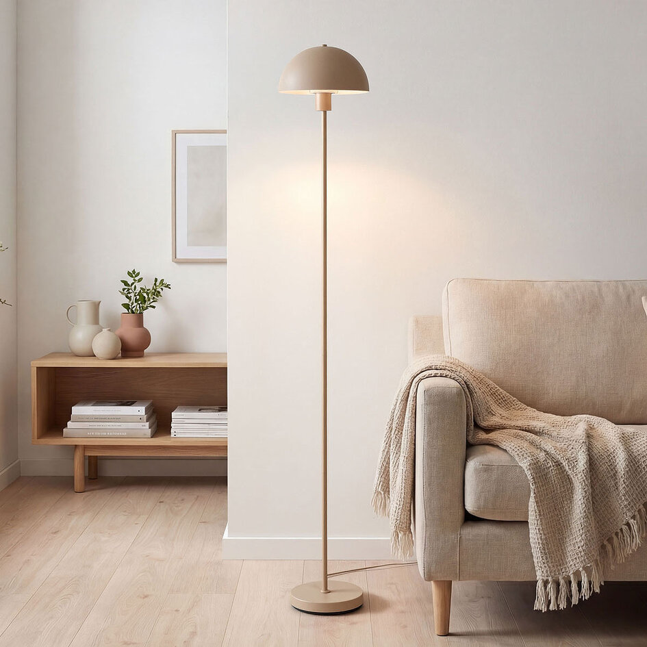 Mushroom vloerlamp Sorai van beige metaal