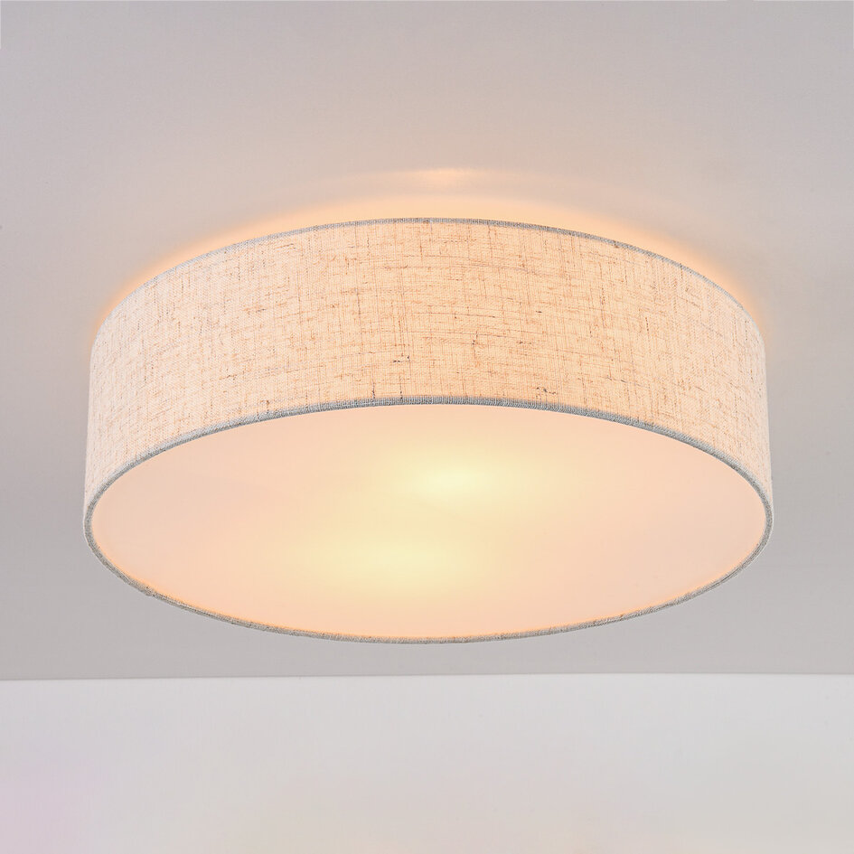 Plafondlamp Avani met linnen kap en diffuser