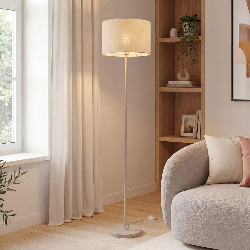 Vloerlamp Avana beige met linnen kap