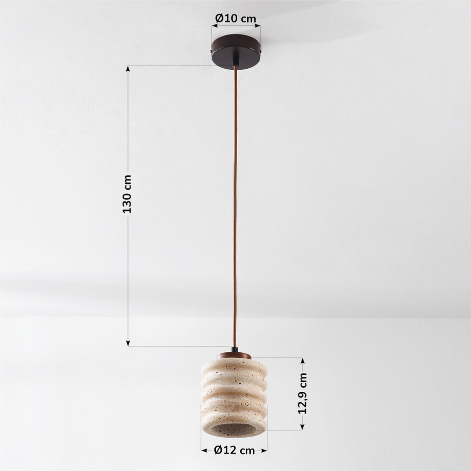 Luxe cilinder hanglamp Alva van travertin (natuursteen)