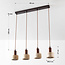 Luxe 4-lichts hanglamp Muro van travertin (natuursteen) en hout