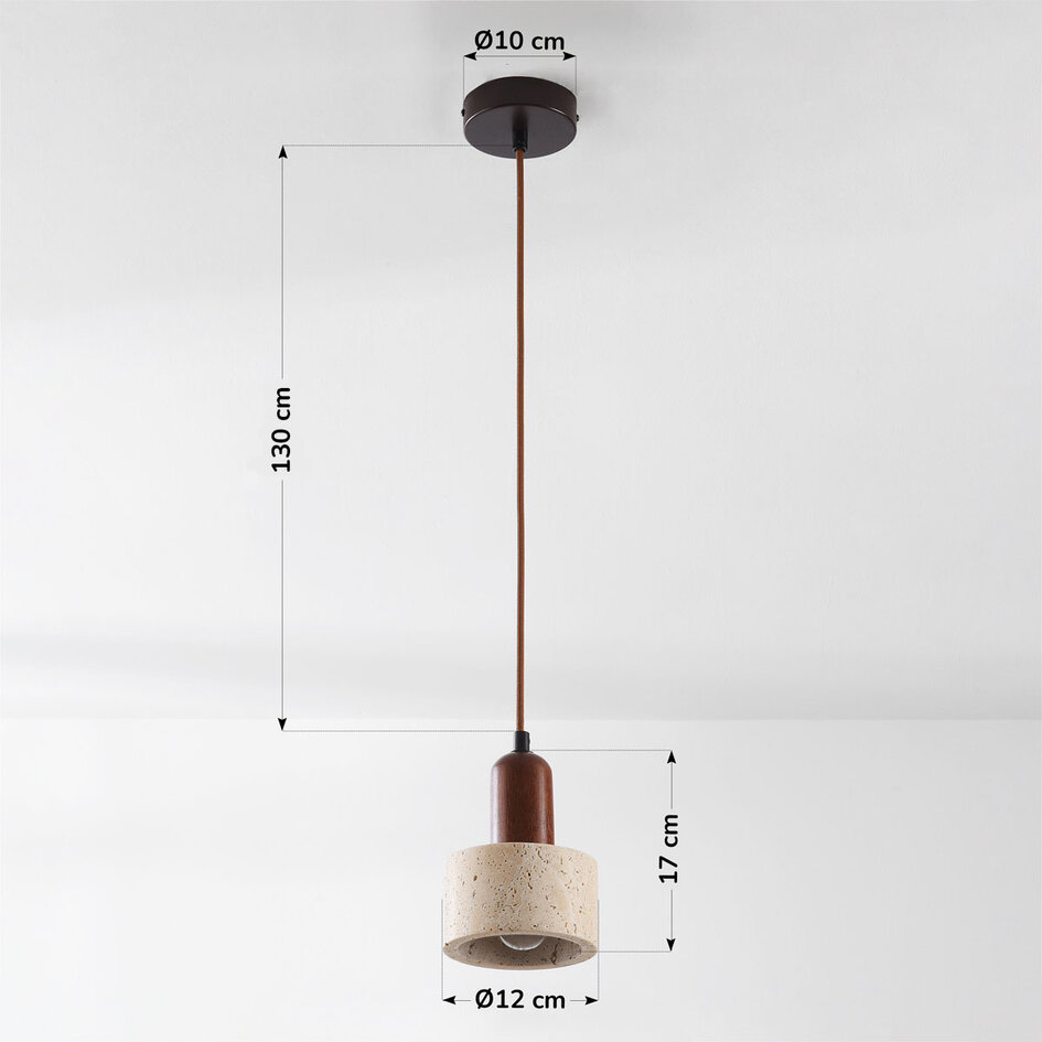 Luxe hanglamp Muro van travertin (natuursteen) en hout