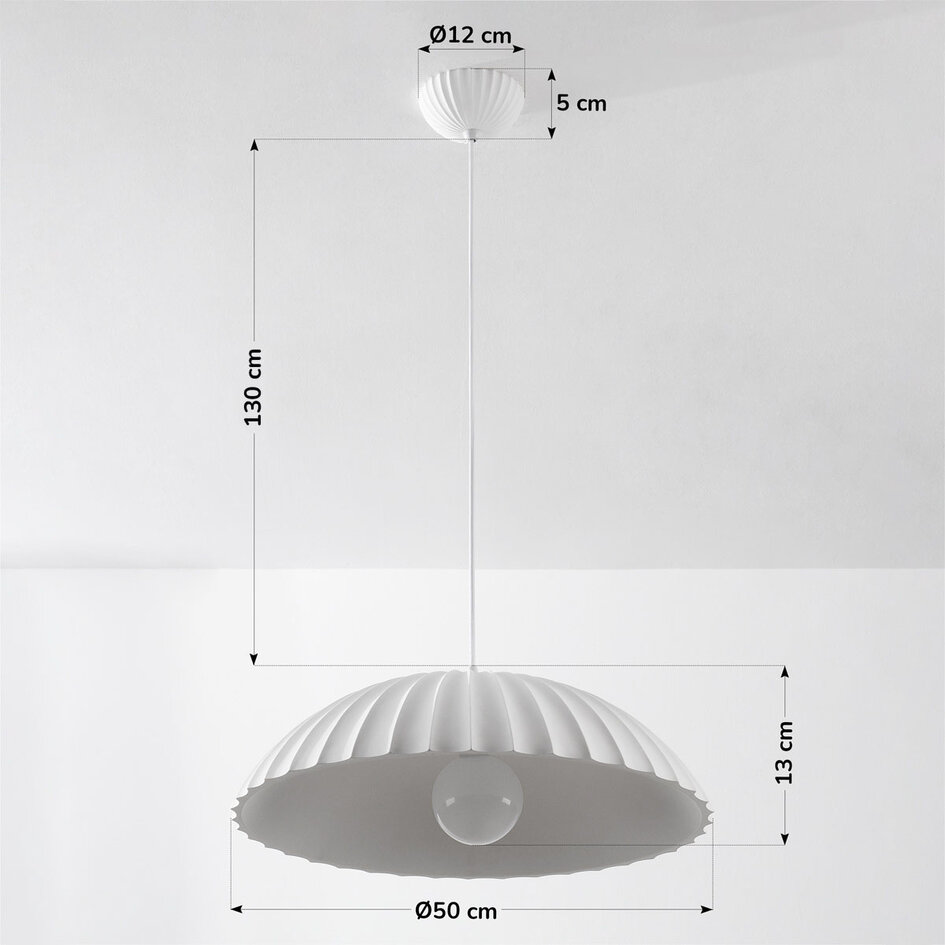Geribbelde hanglamp Olea met matte krijtlook (Gesso afwerking)