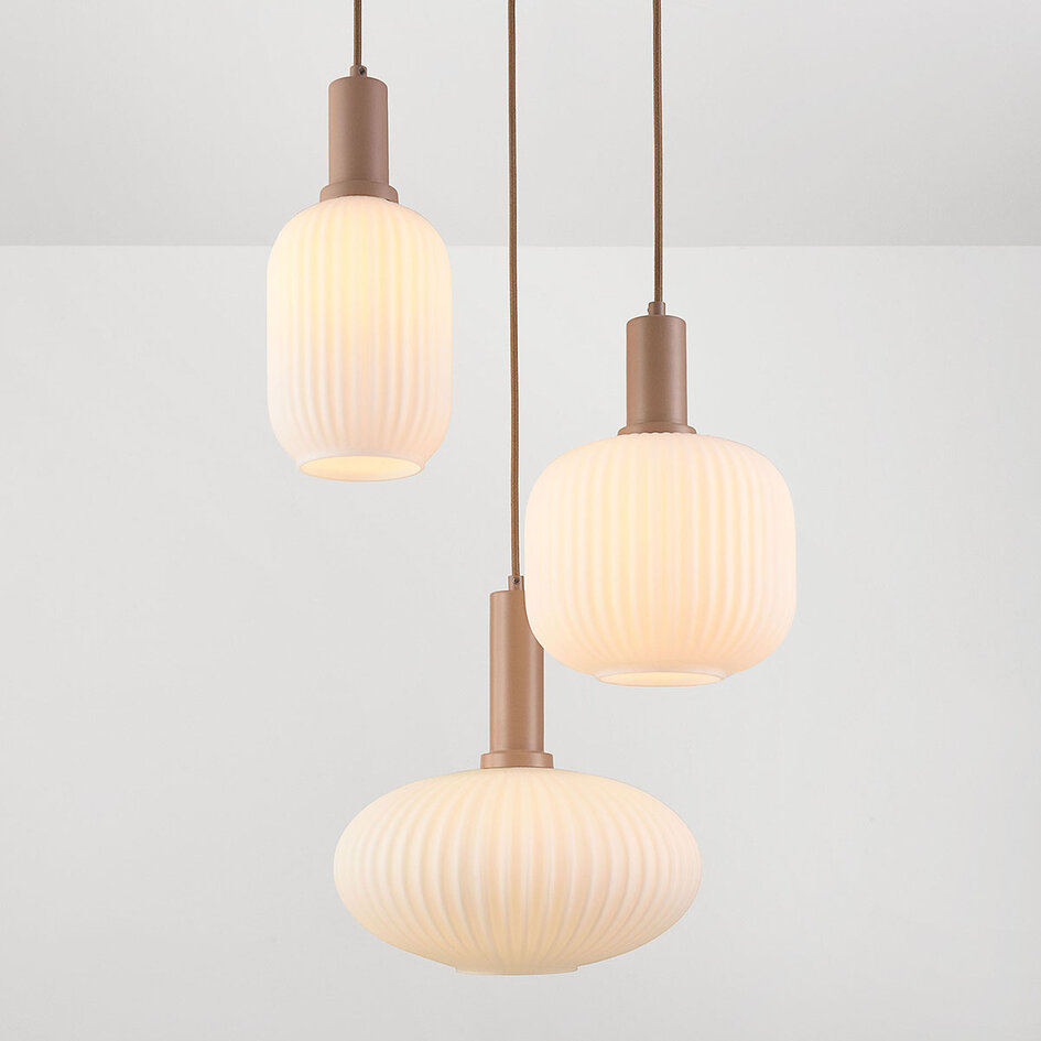 Hanglamp Viola 3-lichts - opaal glas en beige
