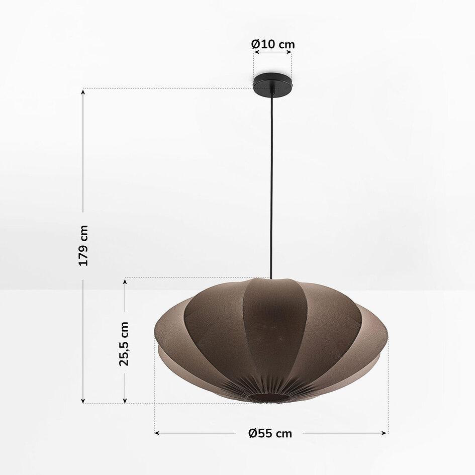 Hanglamp Elyora van stof - bruin