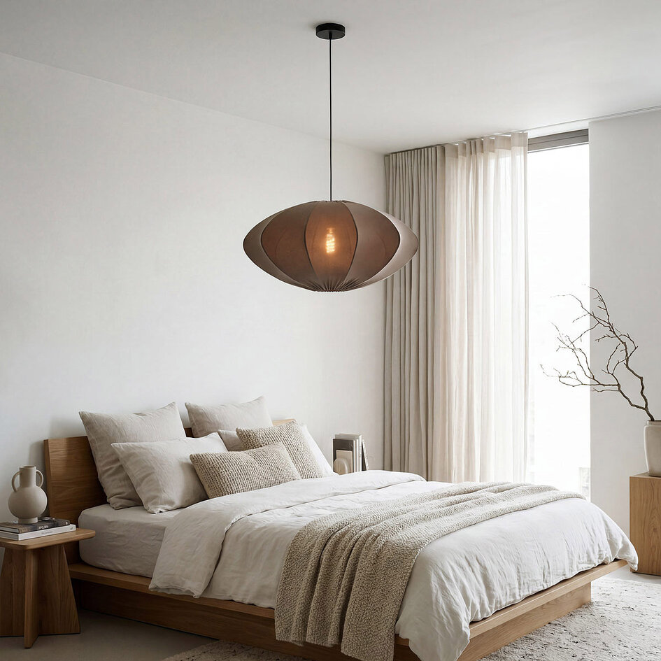 Hanglamp Elyora van stof - bruin