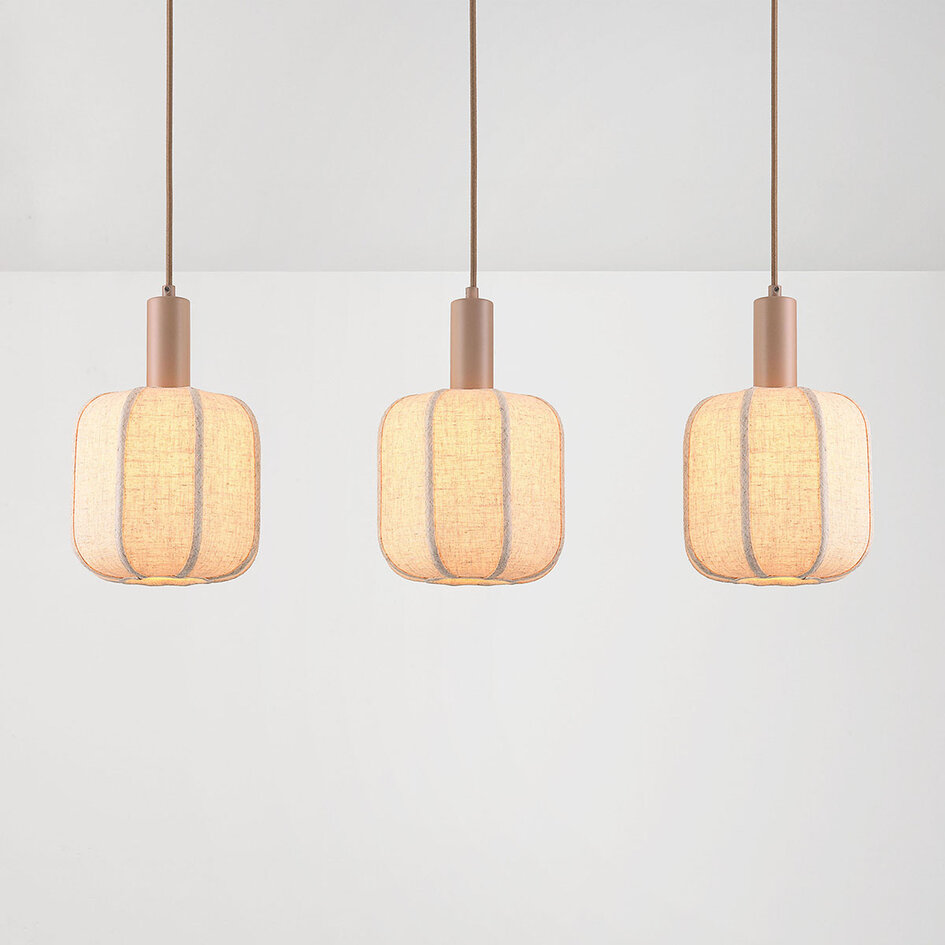 Hanglamp Syvra 3-lichts van linnen - taupe